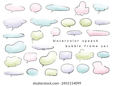 Simple watercolor speech bubble set