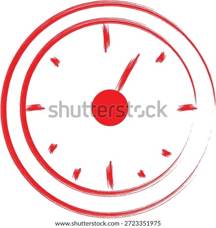 Simple watercolor style red clock icon showing the concept of urgency or approaching deadline time management