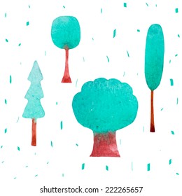 Simple watercolor trees.