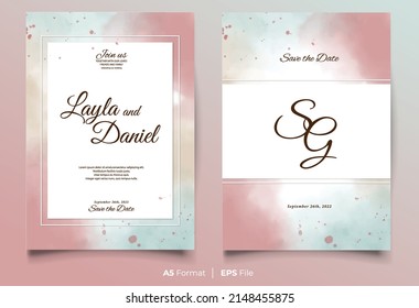 Simple watercolor wedding invitation template