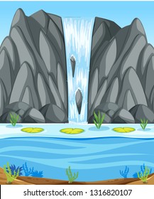 A simple waterfall scene illustration