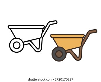 Simple watering can illustration with a colored version and an outline version, clean and minimal style suitable for icons, UI design, stickers, gardening graphics, and educational materials.