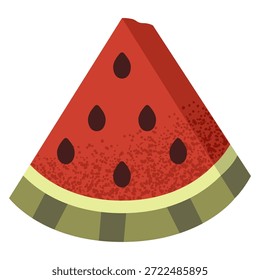 Simple watermelon slice illustration. Fresh watermelon fruit. Healthy food concept. Minimal flat vector design for interior, poster, cover, banner. Isolated on white background.