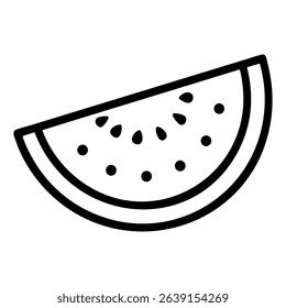 Simple watermelon slice outline graphic with seeds is featured for summer themed designs.