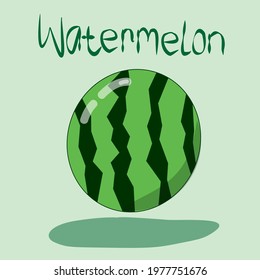 simple watermelon vector for sticker with blue background