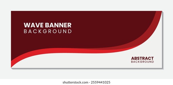 Simple wave banner design red background, abstract wave business card