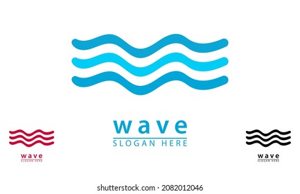 simple wave elegant water blue logo icon. flat design vector concept