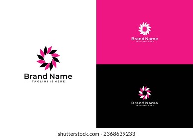 simple wave flower vector logo