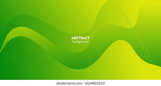 Diseño geométrico del Anuncio del negocio del marco verde de la onda simple. Diseño de Anuncio creativo con curva y forma de línea para la Plantilla. Simple Anuncio Horizontal. Vector eps10
