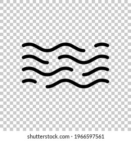 Simple wave icon, sea or ocean, abstract business logo. Black editable linear symbol on transparent background