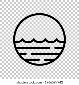 Simple wave icon, sea or ocean, abstract business logo. Black editable linear symbol on transparent background
