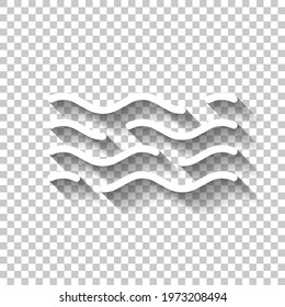 Simple wave icon, sea or ocean, abstract business logo. White linear icon with editable stroke and shadow on transparent background