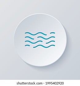 Simple wave icon, sea or ocean, abstract business logo. Cut circle with gray and blue layers. Paper style