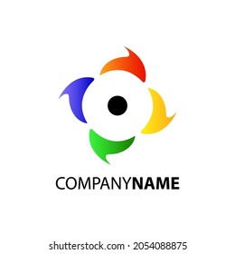Diseño de logotipo de onda simple con color degradado en forma de círculo