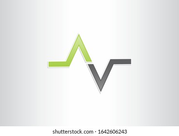 Simple wave logo design with green and black color concept