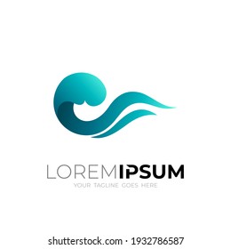 simple wave logo design illustration, blue wave logo template