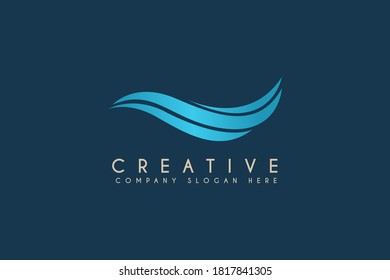 Simple Wave Logo isolated on Blue Background. Flat Vector Logo Design. Template Element.