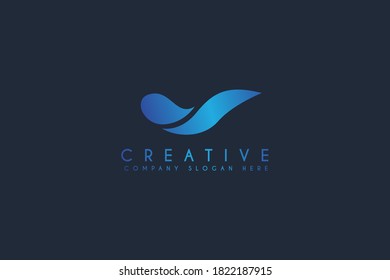 Simple Wave Logo isolated on Blue Background. Flat Vector Logo Design. Template Element.