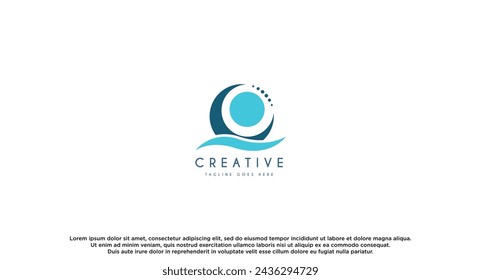 Simple Wave Logo isolated on Blue Background. Flat Vector Logo Design. Template Element.