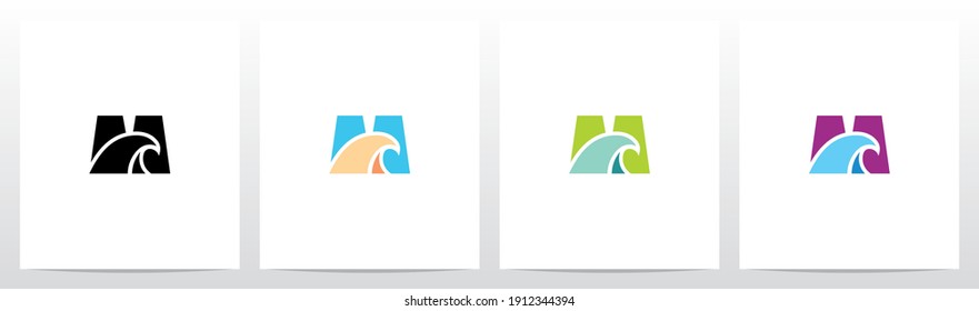 Simple Wave On Letter Logo Design M