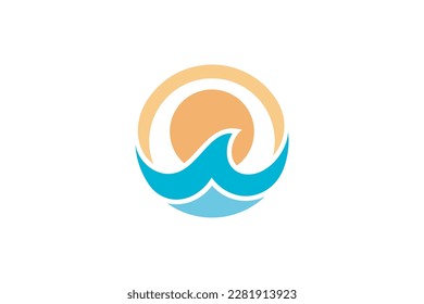 diseño de logotipo simple de ondas y planchas solares