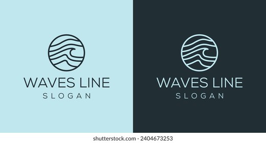 simple wave vector design beach view logo design