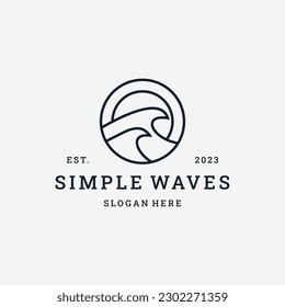 simple waves logo vector icon illustration hipster vintage retro .