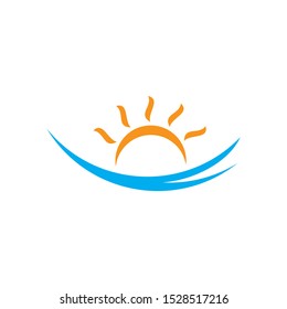 simple waves sun light colorful design symbol logo vector