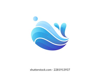 diseño de logotipo 3D simple para olas y salpicaduras de agua