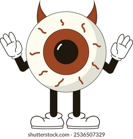 simple waving eye halloween mascot illustration with funny pose and expression