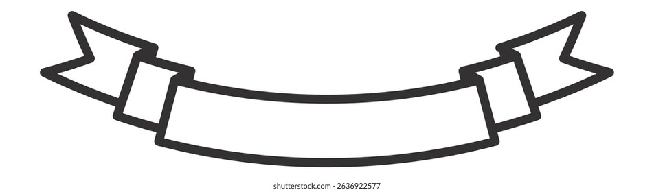 Simple waving ribbon banner outline drawing waving from left to right, suitable for graphic design, websites, social media, presentations, and marketing materials