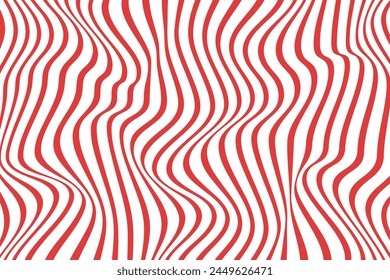 Simple wavy abstract background. Vector illustration of vertical stripes with optical illusion, op art.