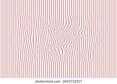 Simple wavy abstract background. Vector illustration of vertical stripes with optical illusion, op art.