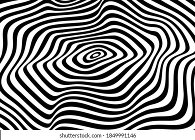 Simple wavy background. Vector abstract illustration with optical illusion, op art.