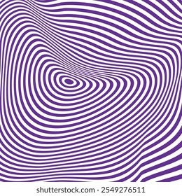 Simple wavy background. Vector abstract illustration with optical illusion, op art. Psychedelic Warped Lines Optical Illusion Texture. Abstract Geometric Background Vector Design. 