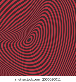 Simple wavy background. Vector abstract illustration with optical illusion, op art. Psychedelic Warped Lines Optical Illusion Texture. Abstract Geometric Background Vector Design. 