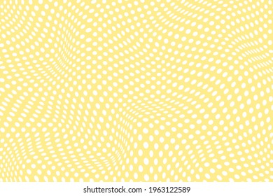 Simple wavy background. Vector illustration of polka dots pattern with optical illusion, op art.