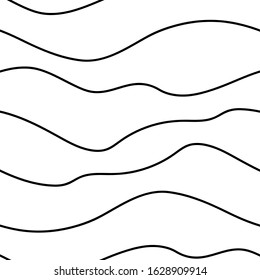 Simple wavy black and white pattern. Striped doodle style pattern. Print for textiles, wrappers, covers. Vector illustration.