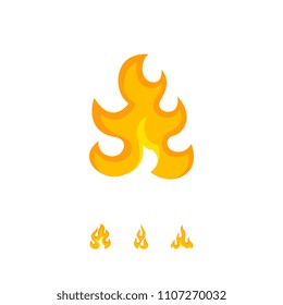 Simple wavy element of burning flame in orange and yellow colors isolated on white background