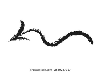 Simple wavy left arrow. Hand drawn charcoal arrow.