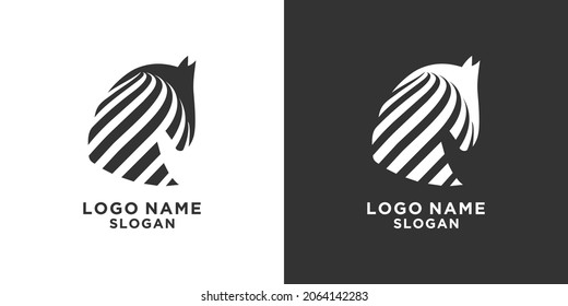 simple wavy line horse vector logo