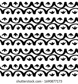 Simple wavy line seamless pattern. Background of hand drawn horizontal decorative lines. Black and white abstract wallpaper. EPS 8