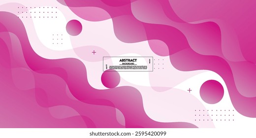 Simple wavy pink frame geometric business banner design. Creative banner design with curved and circle shapes on white background for template. Simple horizontal banner. Vector eps10