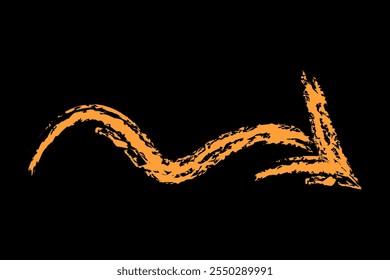 Simple wavy right arrow color. Chalk hand drawn arrow.