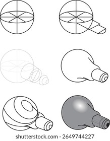 simple way to draw a blub step by step, easy way to make bulb drawing, improve your drawing skills
