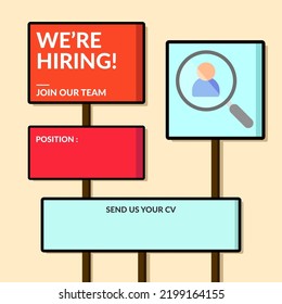 simple we are hiring template with board sign style