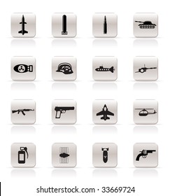 Simple weapon, arms and war icons - Vector icon set