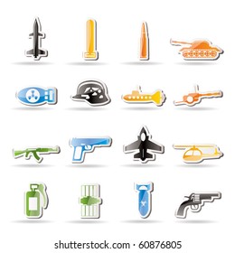 Simple weapon, arms and war icons - Vector icon set
