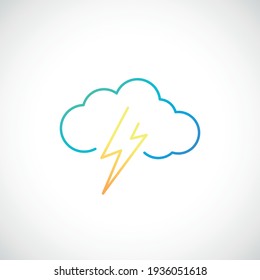 Simple weather icon with Cloud with Lightning.  Vector illustration.