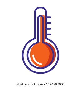 Simple weather icon - outline filled colorful - forecast sing with  thermometer - vector isolated symbol on white background